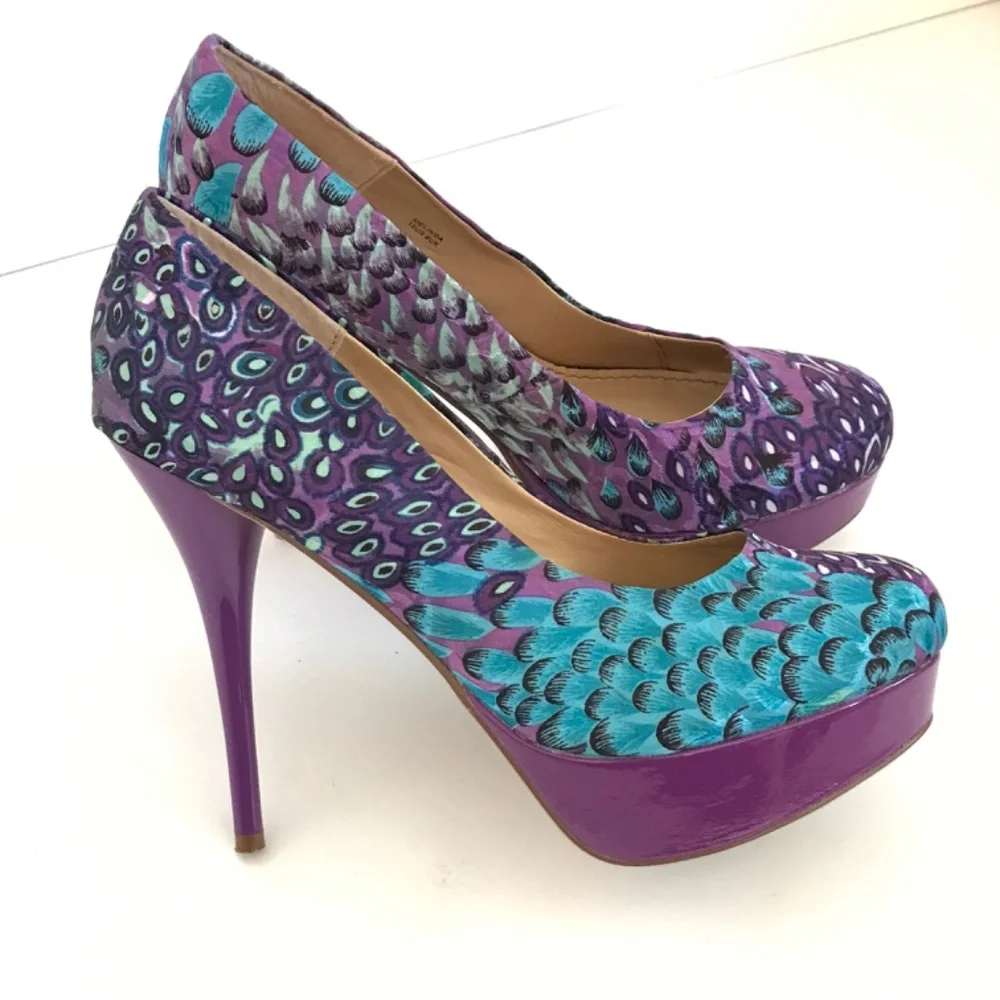 SHOE DAZZLE Platform Stiletto Pumps Purple Peacock Women’s Size 10